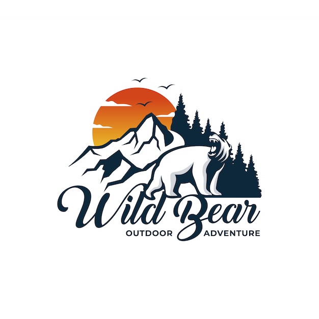 Wild bear logo outdoor adventure