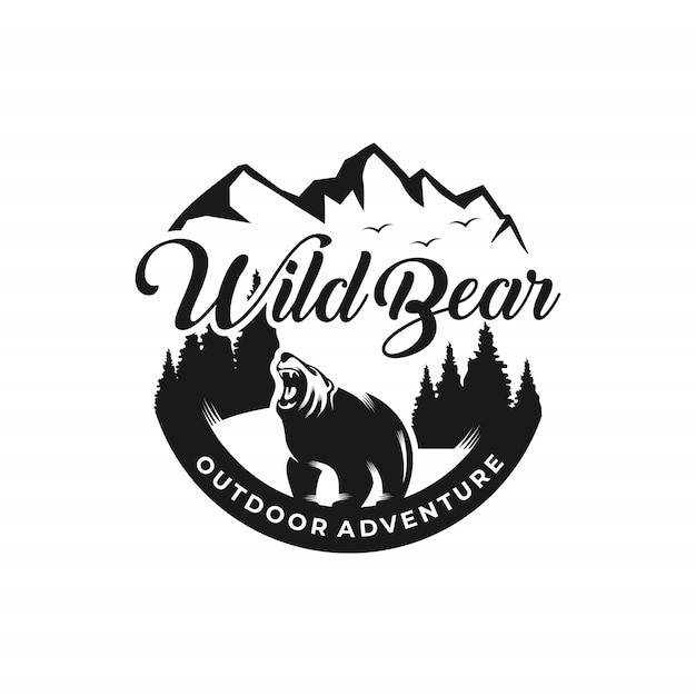 Wild bear logo outdoor adventure