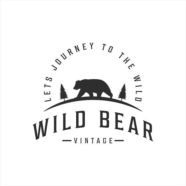 Wild bear logo vintage vector illustration template icon design