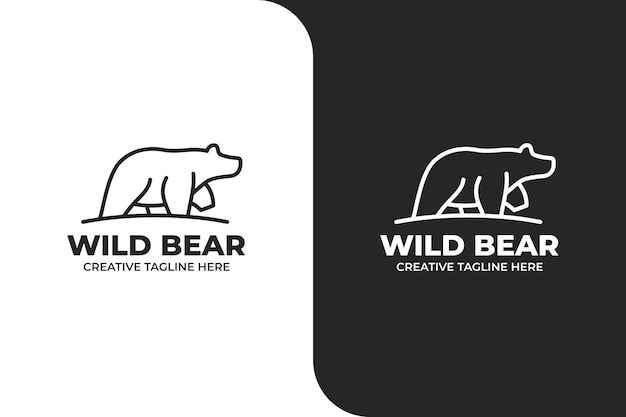 Wild Bear Silhouette Monoline Logo