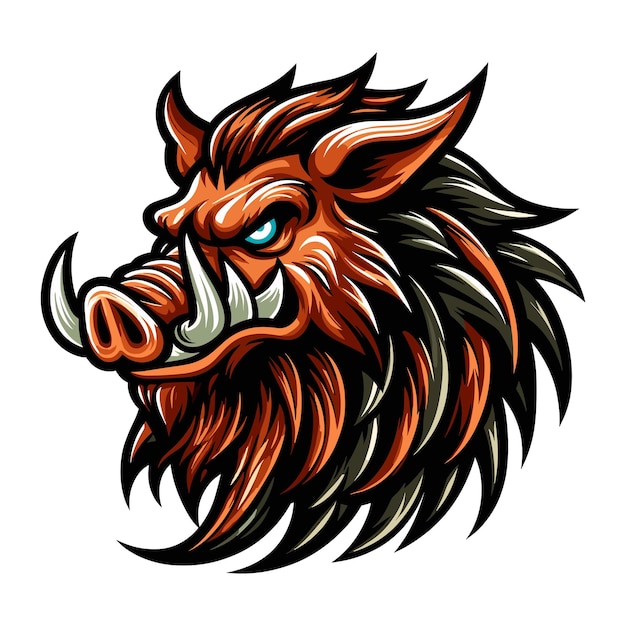 Vector wild beast animal hog boar pig head face mascot design vector illustration logo template