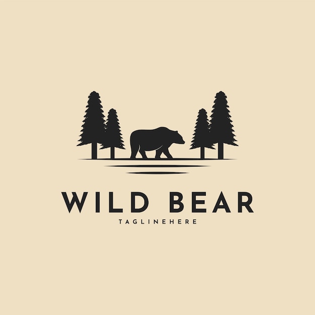 Wild beer logo ontwerp vintage retro met pijnboom