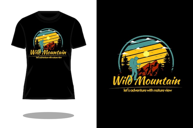 Wild berg retro t-shirtontwerp