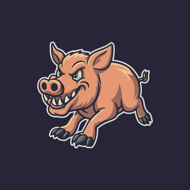 Vector wild boar animal cartoon_running