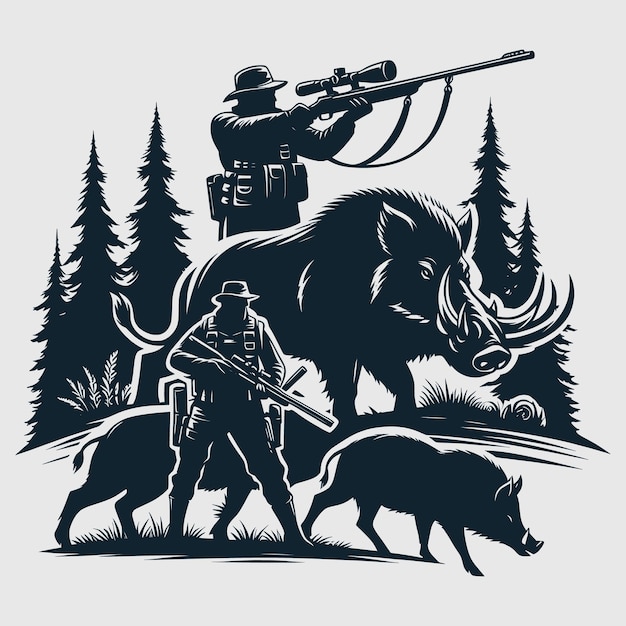 wild boar design Boar Silhouette Boar vector Boar hunting Bundle file14