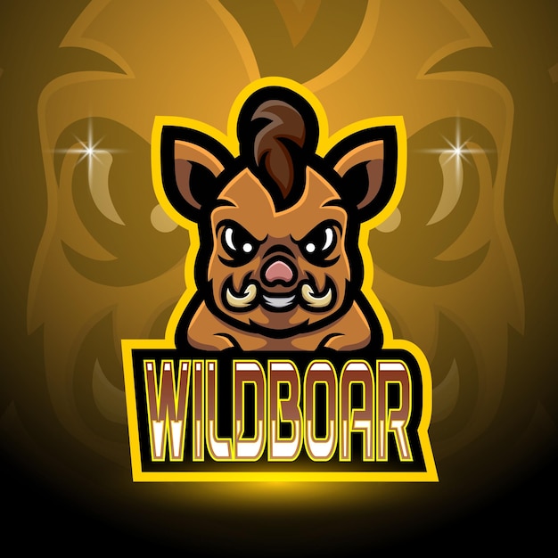 Vector wild boar esport logo mascot design