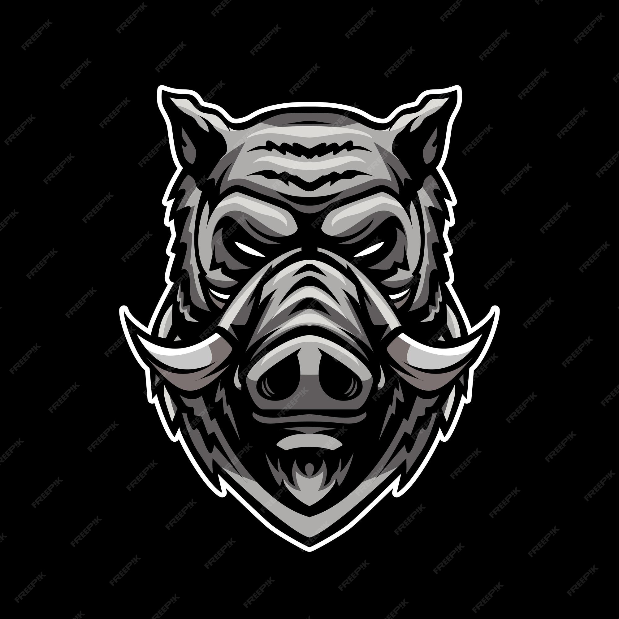 Premium Vector | Wild boar head cartoon illustration