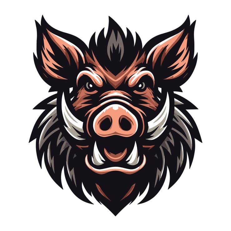 Wild boar head mascot vector illustration on white background