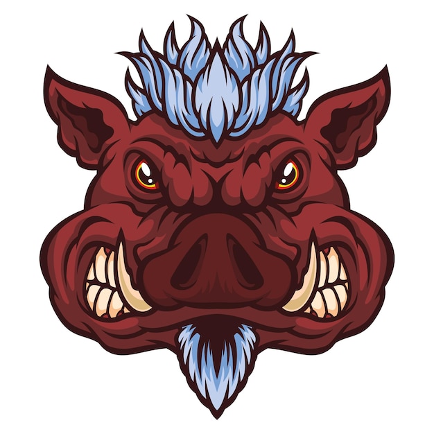 Vector wild boar head mascot.