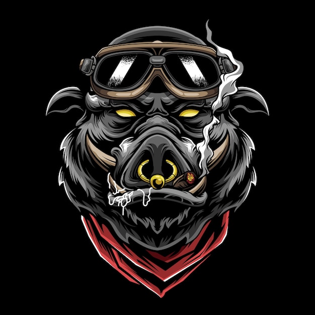 Wild Boar Smoking Bikers Style 