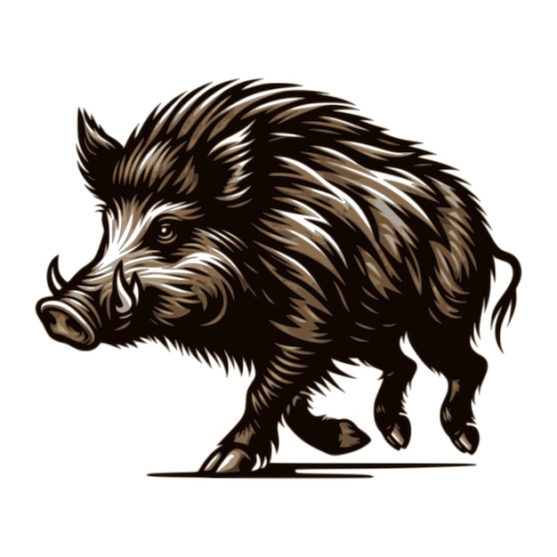 wild boar vector on white background