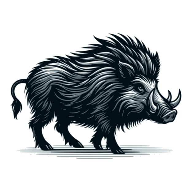 wild boar vector on white background