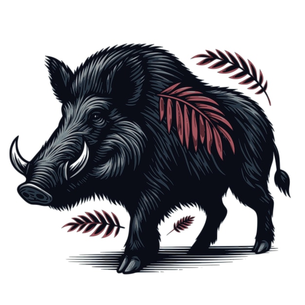 Wild boar vector on white background