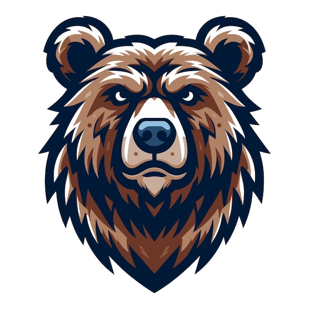 Vector wild brave animal grizzly bear head face mascot design vector illustration