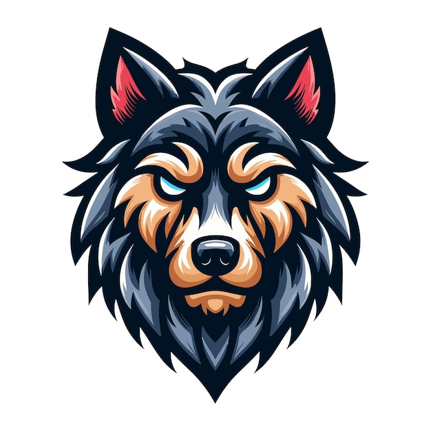 Wild brave animal wolf dog fox head face mascot design vector illustration logo template