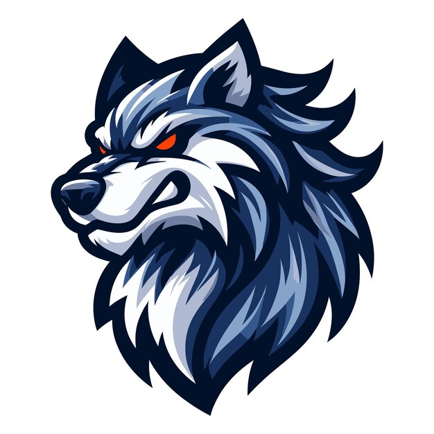 Дикое храброе животное волк собака лиса голова лицо талисман дизайн вектор иллюстрация шаблон логотипа
