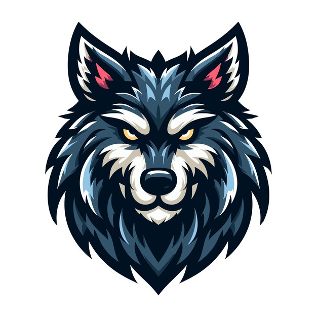 Wild brave animal wolf dog fox head face mascot design vector illustration