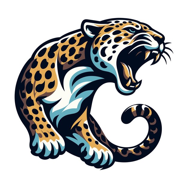 Vector wild brullende jaguar luipaard vector illustratie zoölogie illustratie dier roofdier grote kat ontwerp