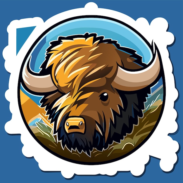 Vector wild buffalo bull esports gaming mascot hand drawn flat stylish cartoon sticker icon concept