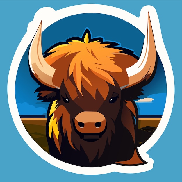 Vector wild buffalo bull esports gaming mascot hand drawn flat stylish cartoon sticker icon concept