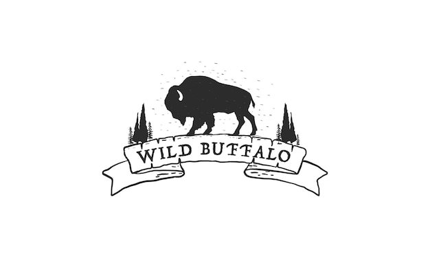 Vector wild buffalo vintage logo design bison bull buffalo angus silhouette vintage retro logo buffalo breeders vector illustration