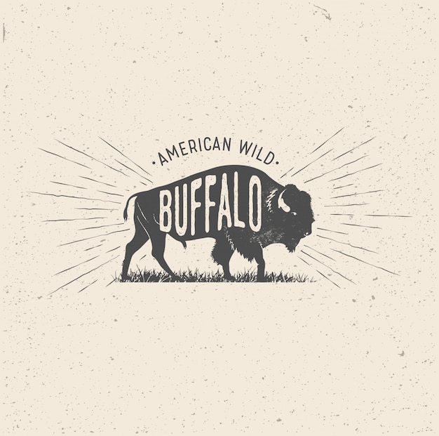 Wild Buffalo in Vintage styled  