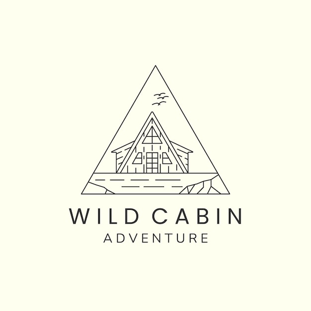 Vector wild cabin simple line art emblem logo template vector design