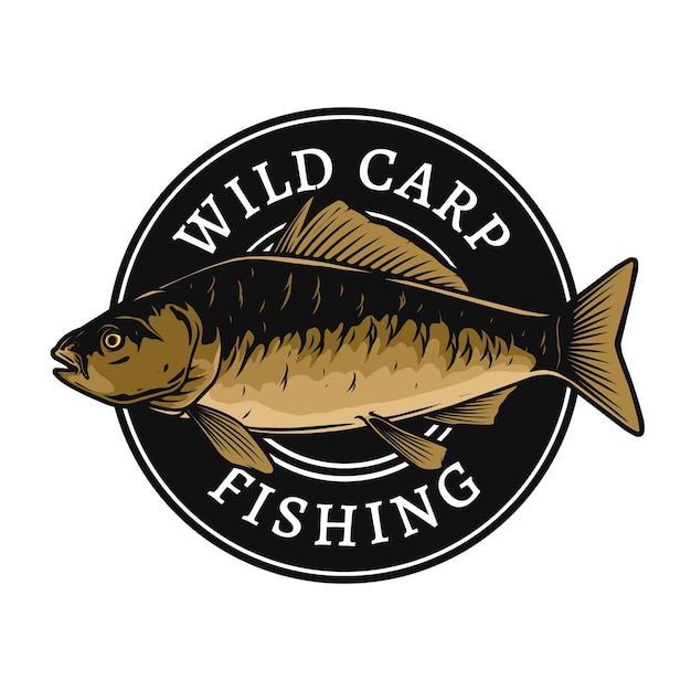Premium Vector  Wild carp fishing badge logo template