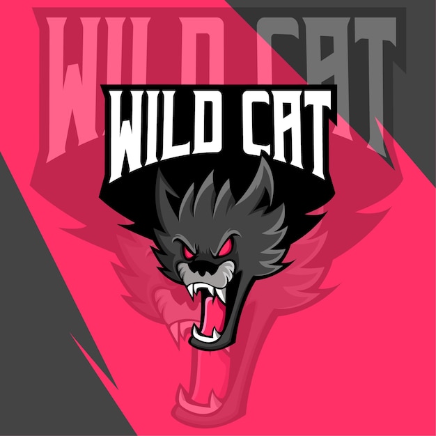 Disegno del logo della mascotte di wild cat esport