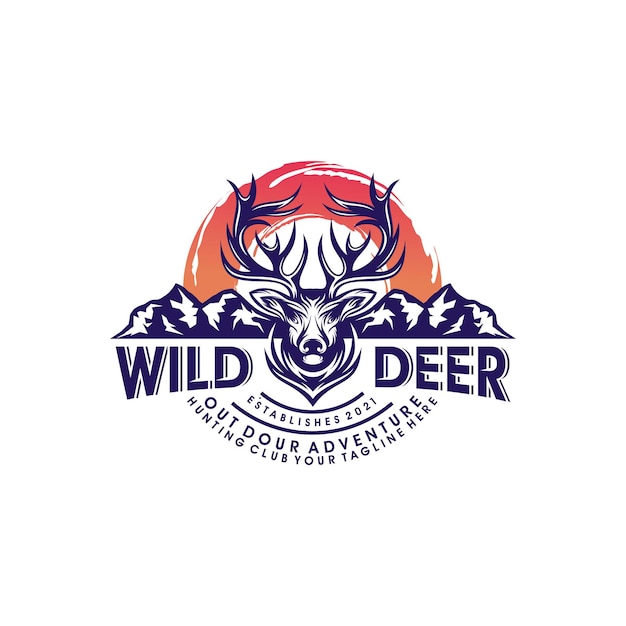 Vector wild deer logo design template