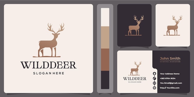 Wild deer luxury logo with business card template