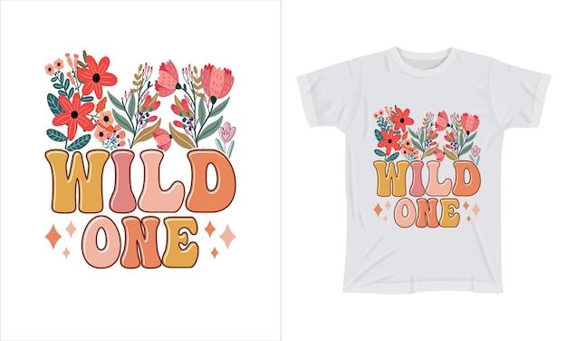 Vector wild een kleurrijk grafisch t-shirt wildflower t-shirt ontwerp