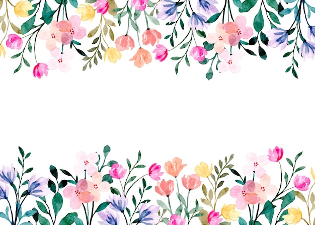 Wild floral frame with watercolor