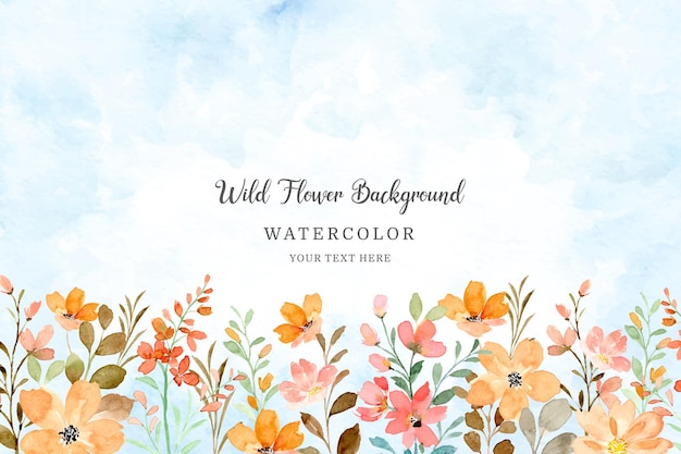 Vector wild flower background with watercolor