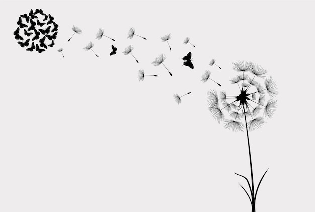 分離されたベクトル スタイルの野生の花タンポポ