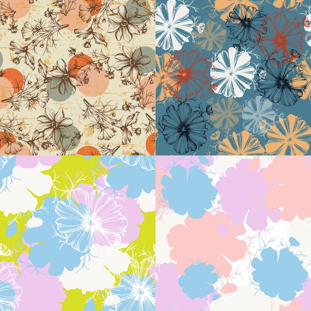 Wild flowers Seamless pattern kosmeya