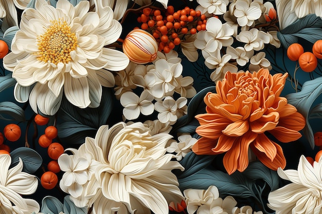 야생 꽃 원활한 패턴 양귀비 치커리 코스모스 꽃 블루벨 손으로 그린 수채화