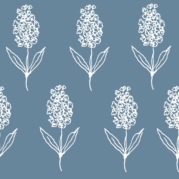 Vector wild flowers silhouette vector pattern herb botanical v line drawing flower repeat background