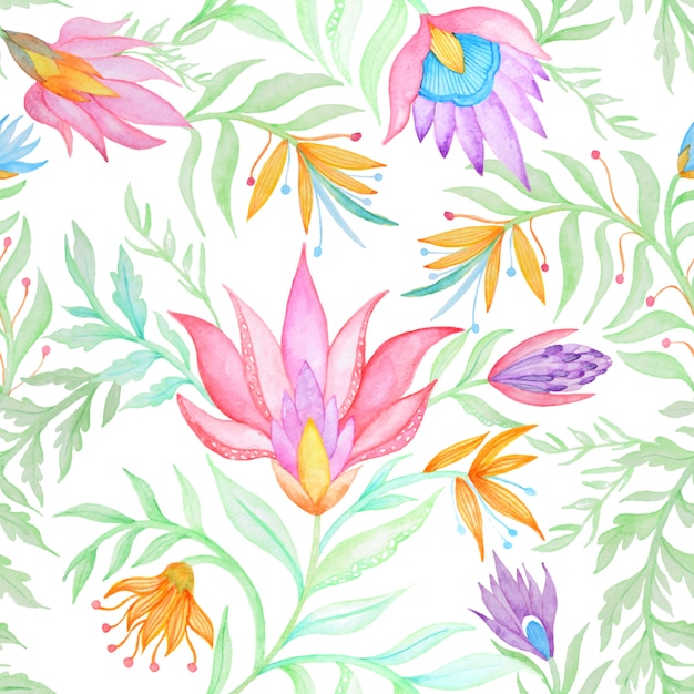 Wild flowers watercolor pattern