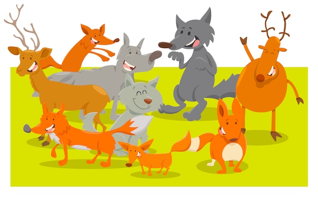 Vector wild forest animal characters cartoon