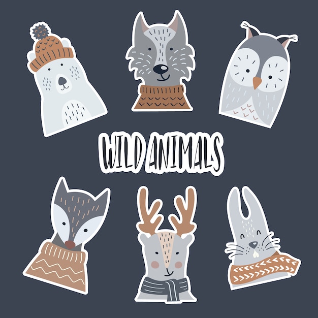 Wild and forest animals stickers