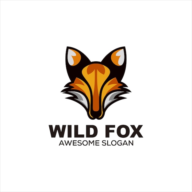 wild fox head macot colorful logo vector