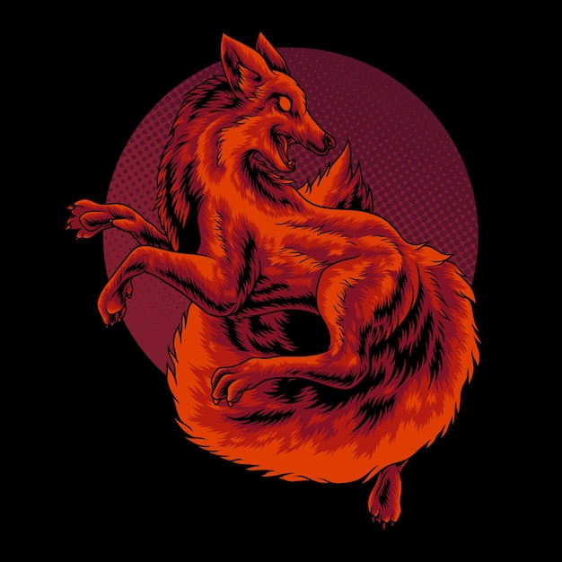 Иллюстрация орнамент дикой лисы