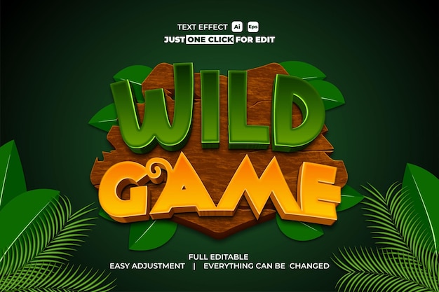 Vector wild game vector text effect editable