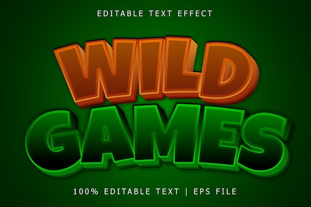 Wild games editable Text effect 3 Dimension emboss modern style