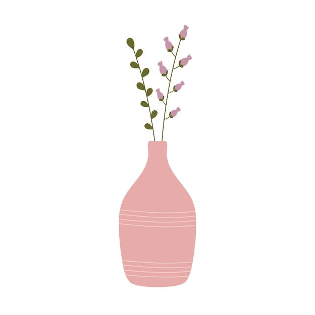 Wild garden blooming flowers in ceramic vase Home design in simple Scandinavian style