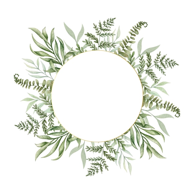 Vector wild greenery leaves frame