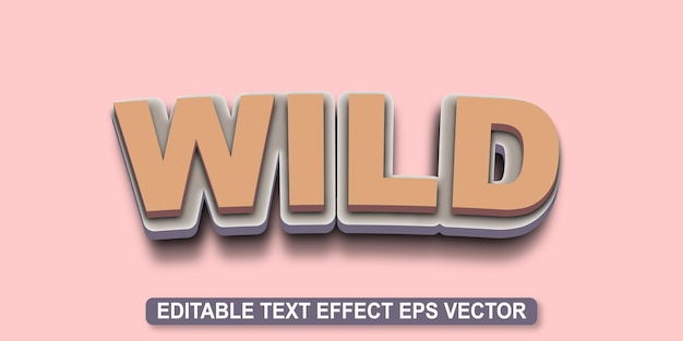 Вектор Дикий серый цвет редактируемый 3d текстовый эффект eps вектор
