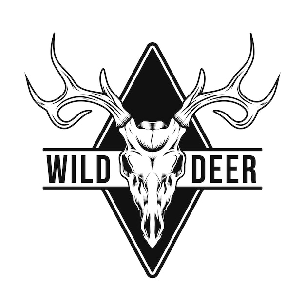 wild hert schedel badge ontwerp