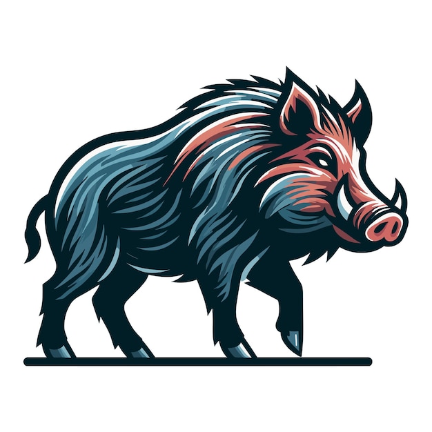 Wild hog boar pig full body design vector illustration beast animal wildlife template